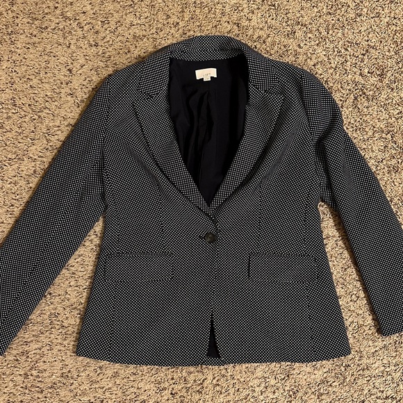 LOFT Navy Polka Dot Blazer - Picture 1 of 5